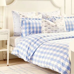 Caitlin Wilson Cait Kids Blue & White Gingham Duvet Cover NEW Twin Size